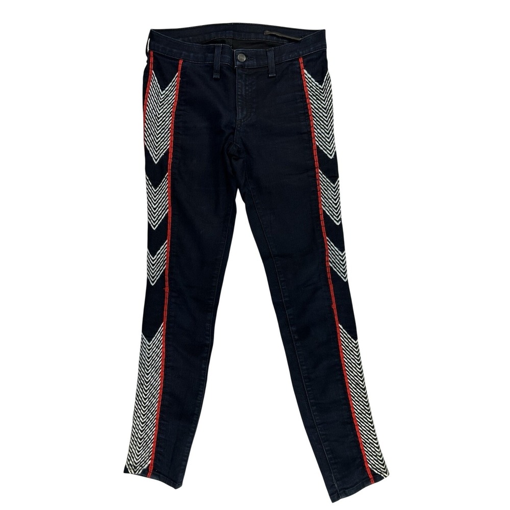 Rag & Bone Raja Midnight Chevron Embroidered Side Stripe Skinny Jeans W15341382